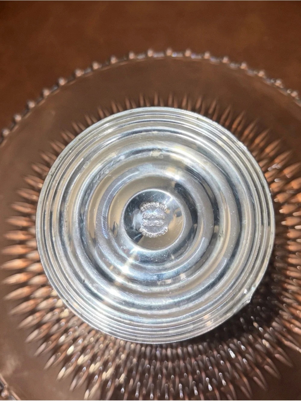 Vintage Duchin Sterling Silver removable Bottom Glass Pedestal Cake Stand 10.5 - Picture 5 of 10